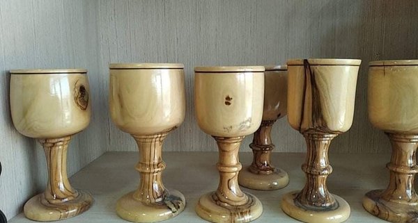 Hand-carved wooden goblet